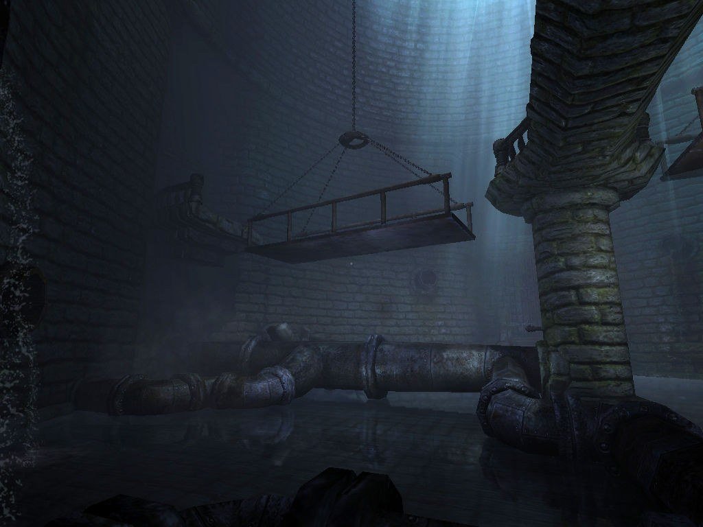 Corredor escuro do castelo Brennenburg em Amnesia: The Dark Descent (captura oficial da Steam)