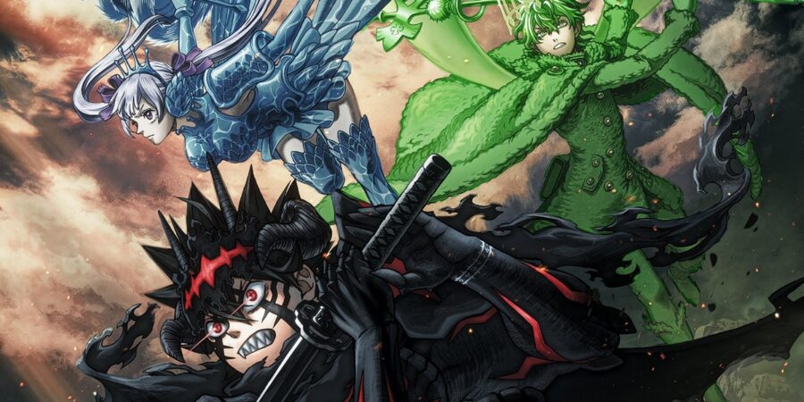 Asta em forma de demônio, Noelle de Valquíria e Yuno no modo espírito, no key visual oficial do 2nd Season de Black Clover