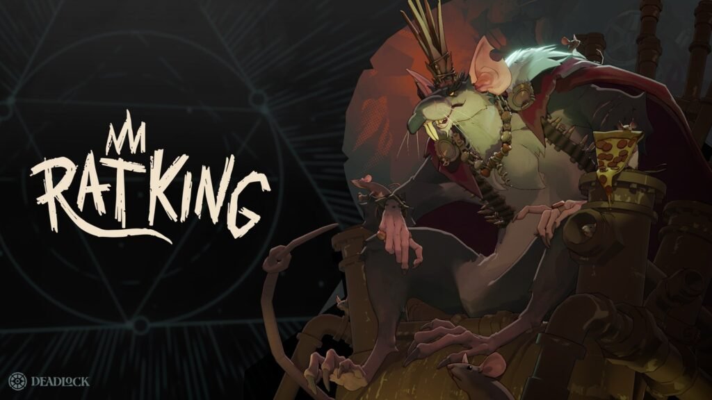 Rat King, o rei dos ratos, de coroa e capa, na arte oficial de Deadlock