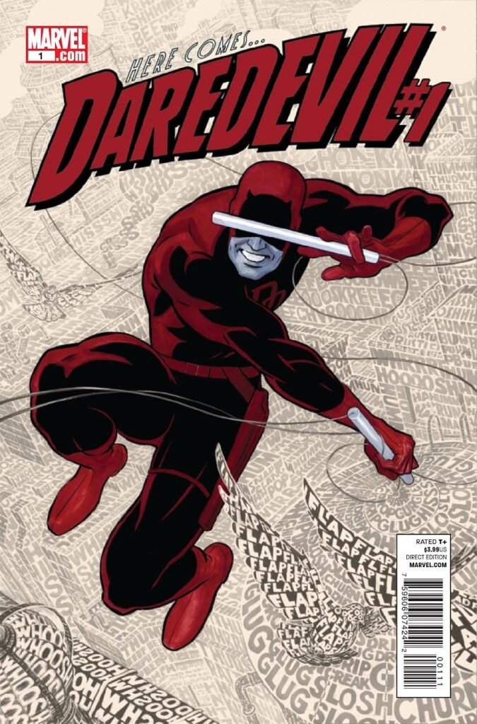 Capa de Daredevil vol. 3 nº 1 (2011), da fase de Mark Waid, com o herói saltando