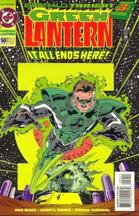 Capa de Green Lantern #50 (1994), parte de "Crepúsculo Esmeralda", com Hal Jordan como Parallax