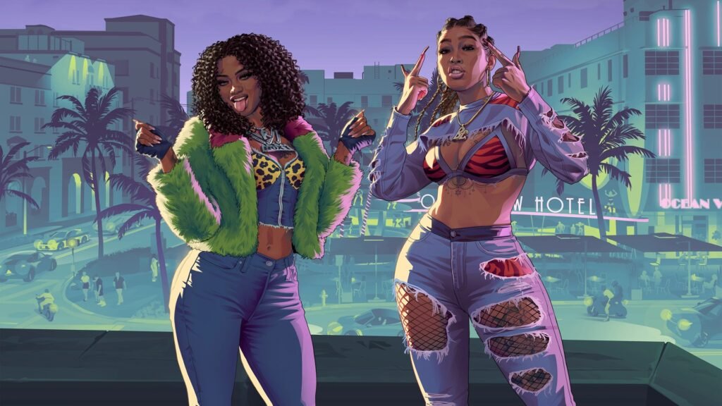 Arte oficial de GTA 6: Bae-Luxe e Roxy, a dupla Real Dimez