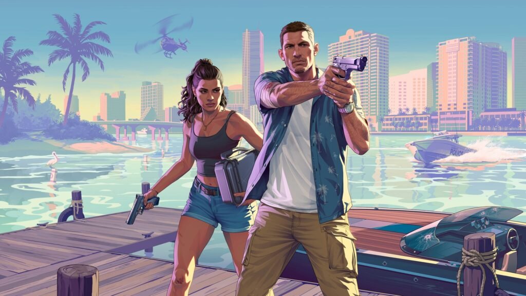 Arte oficial de Jason e Lucia do Trailer 2 de GTA VI