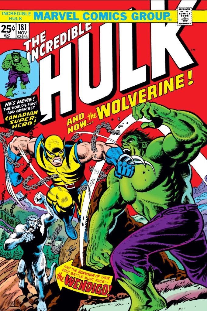 Capa de The Incredible Hulk #181 (1974), a primeira aparição completa de Wolverine
