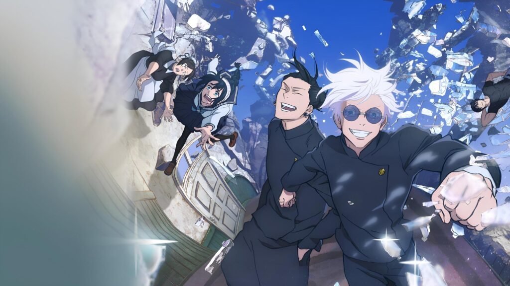 Gojo e Geto jovens na arte oficial do arco Hidden Inventory da segunda temporada de Jujutsu Kaisen