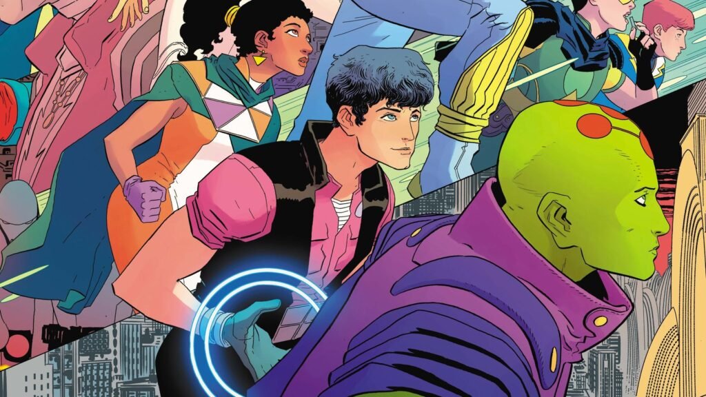 Integrantes da nova Legião dos Super-Heróis na arte de capa de Legion of Super-Heroes #1 (2026), de Hayden Sherman