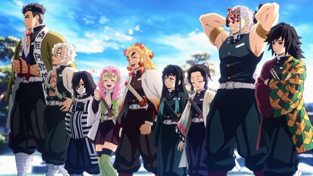 Os Hashira reunidos em Demon Slayer