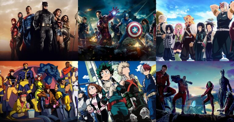 Liga da Justiça, Vingadores, Hashira, X-Men, Classe 1-A e Guardiões da Galáxia