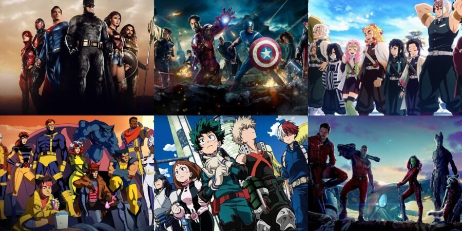 Liga da Justiça, Vingadores, Hashira, X-Men, Classe 1-A e Guardiões da Galáxia