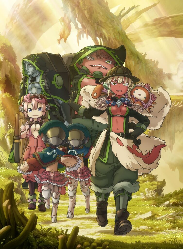 Srajo caminha à frente do Hail Hex, com Nishagora, Yataramaru, os gêmeos Shelmi e Menae e Tepaste logo atrás, numa trilha da floresta, na segunda key visual oficial do filme
