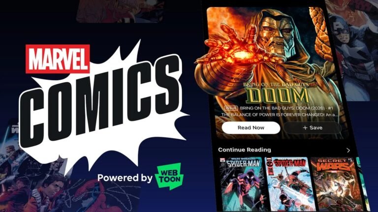 Imagem oficial de divulgação do app Marvel Comics powered by WEBTOON