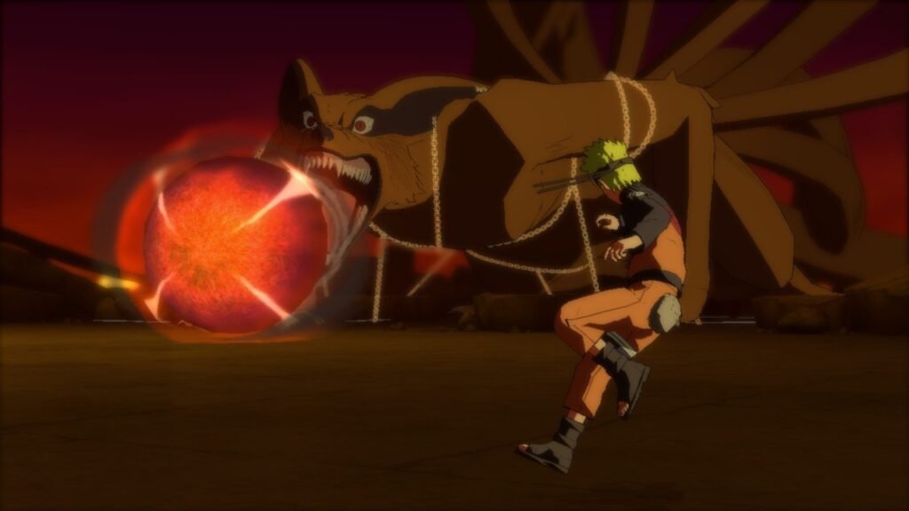 Naruto enfrenta a Kurama gigante numa luta em Naruto Shippuden: Ultimate Ninja Storm 3 Full Burst
