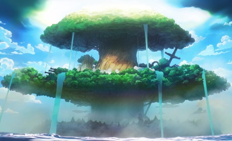 A árvore gigante de Elbaph no anime de One Piece
