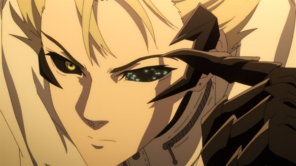 Cena da PV 1 da parte 2: close de Garou com o rosto parcialmente coberto pela transformação monstruosa