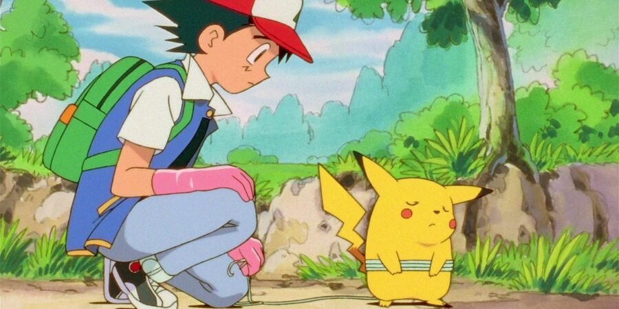Ash e Pikachu se conhecem no primeiro episódio de Pokémon