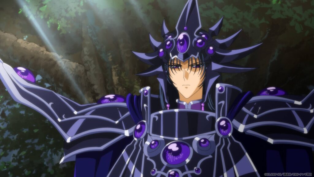 O sacerdote Zagato, de armadura escura, em cena oficial do episódio 2 do novo anime de Rayearth