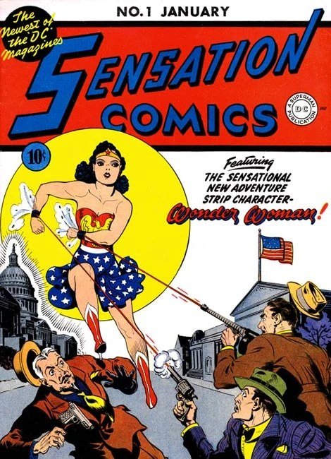 Capa de Sensation Comics #1 (1942), a primeira série da Mulher-Maravilha