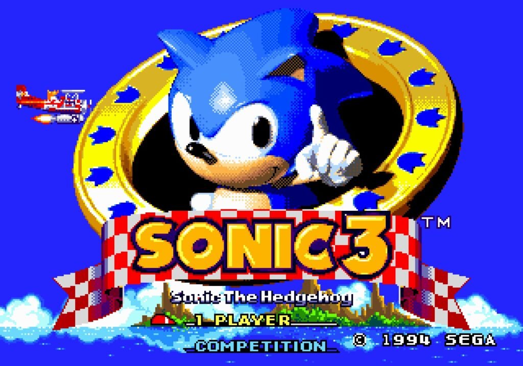 Tela de título de Sonic the Hedgehog 3 (1994)