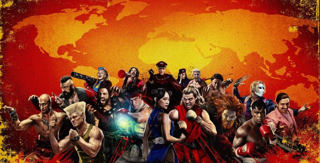 Visual oficial com o elenco caracterizado do filme Street Fighter