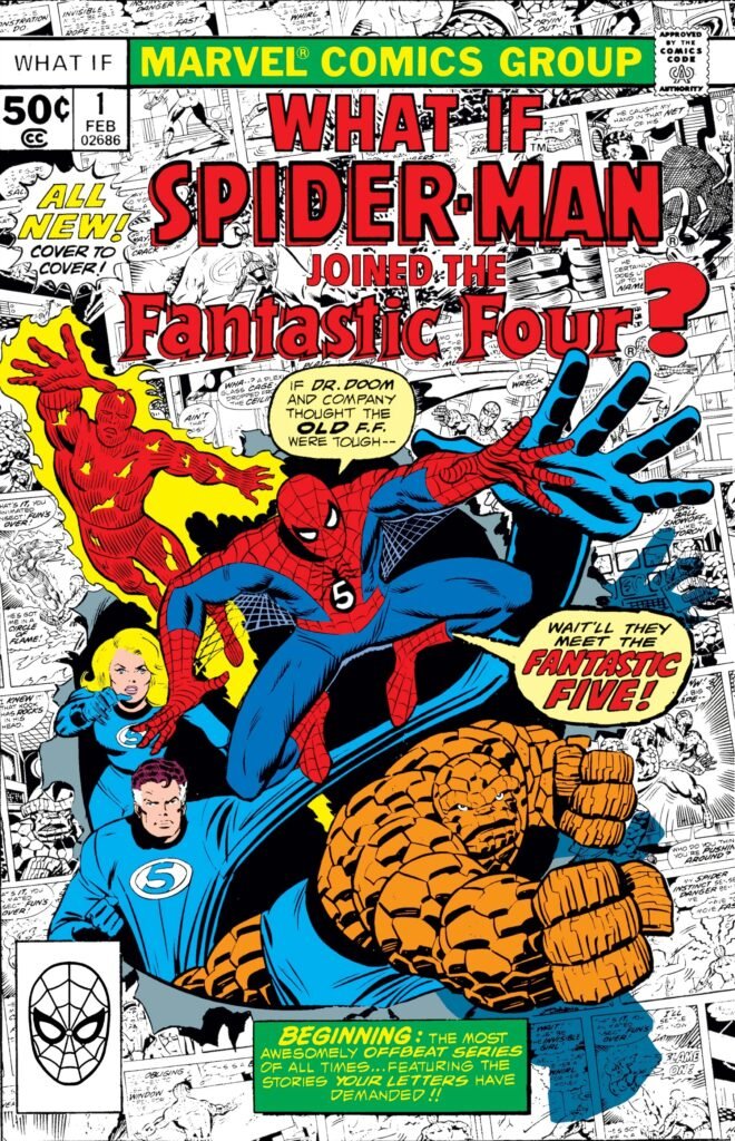 Capa de What If? #1: "E se o Homem-Aranha tivesse entrado para o Quarteto Fantástico?"