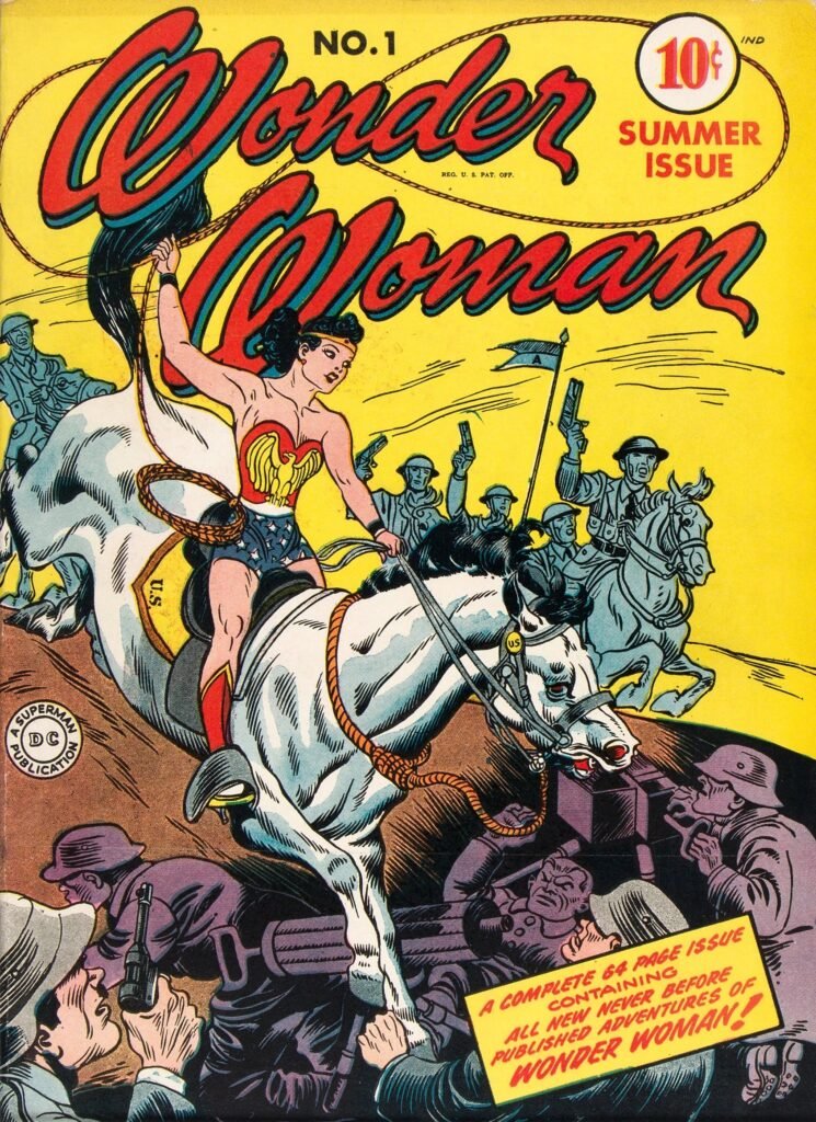 Capa de Wonder Woman #1 (1942), a primeira revista própria da heroína