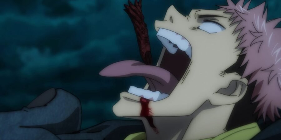 Yuji Itadori engole o dedo de Ryomen Sukuna (episódio 1)